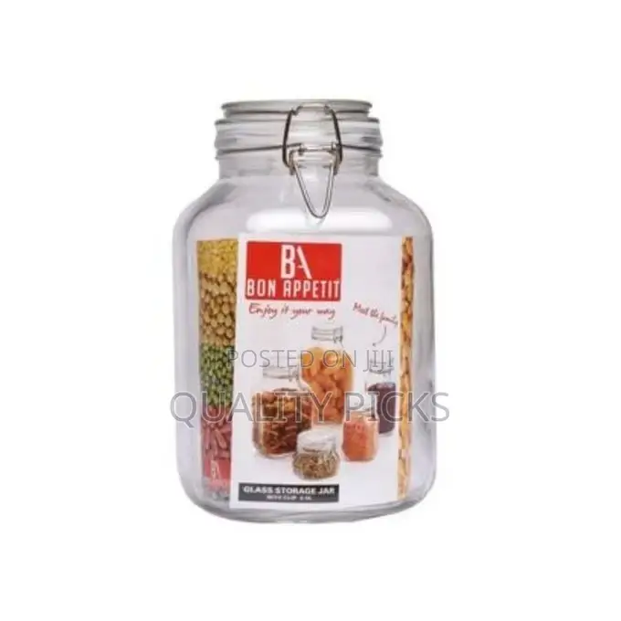 2litre Glass Clip Jar, Cereal Food Cookie Storage Tin