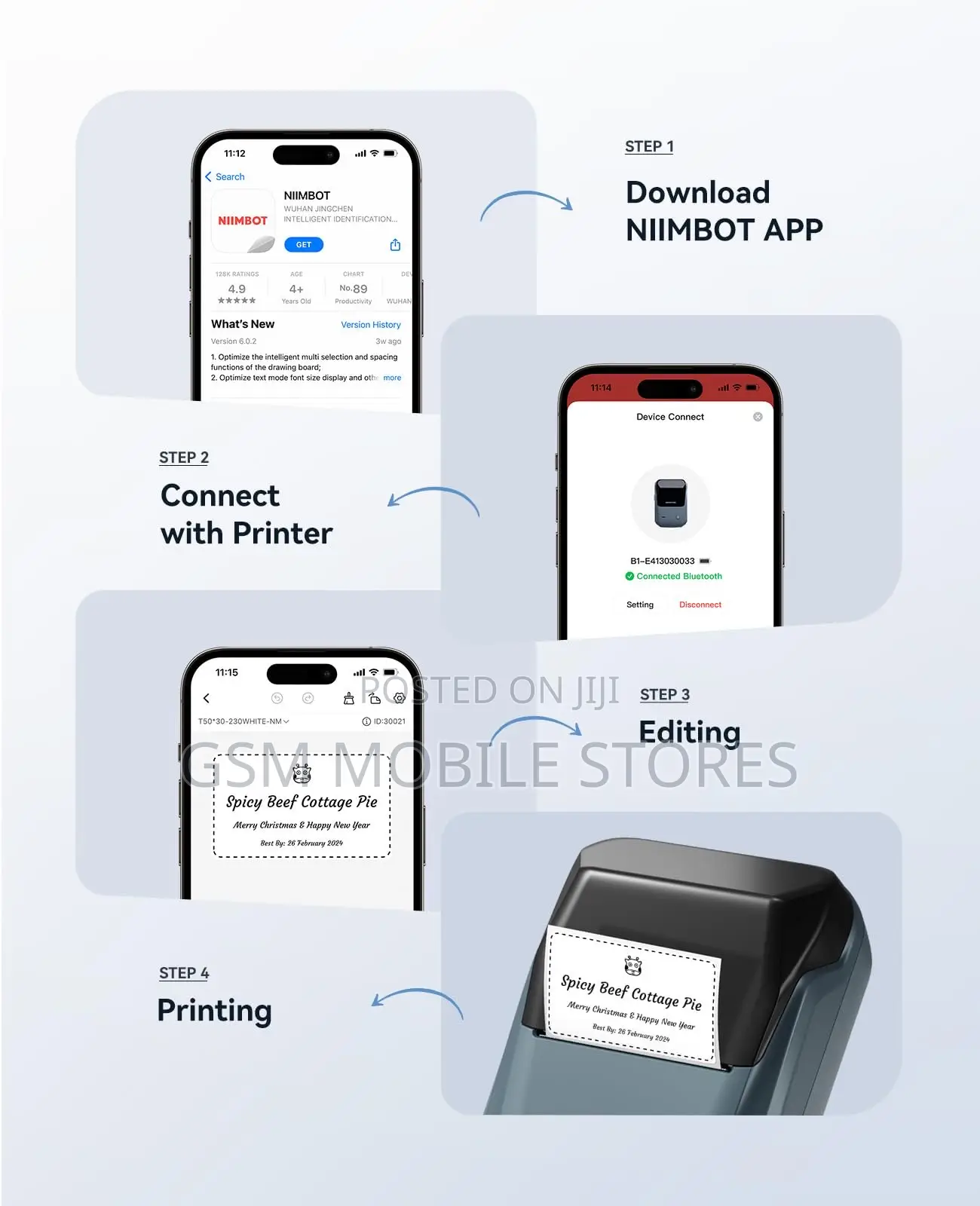 NIIMBOT B1 Label Maker, Bluetooth Portable Label Printer