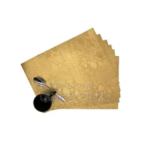 6 PCS of Leather Table Mats Without Cup and Spoon-Gold.