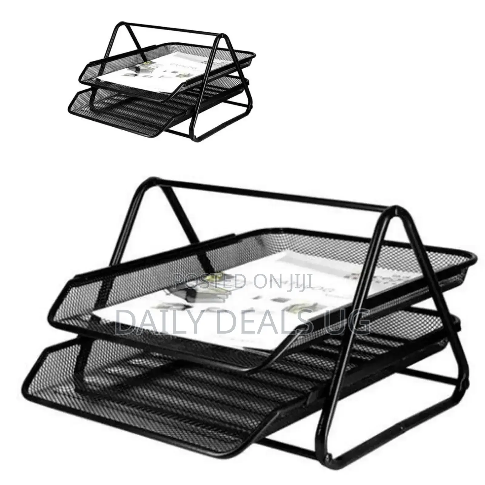 Metallic Black 2 Layer Office Files Tray