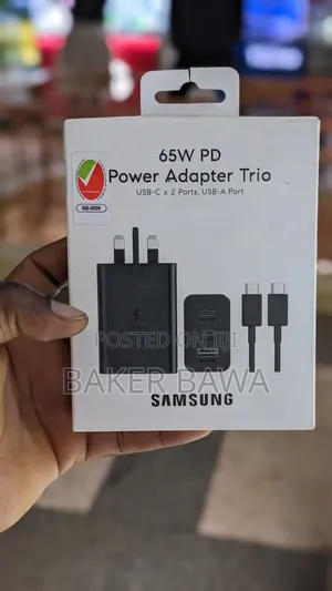 65w PD Power Adapter Trio USB C X 2 Ports USB a Port