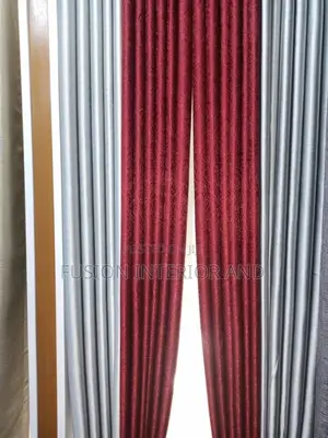 Plain Maroon and Silver Curtains