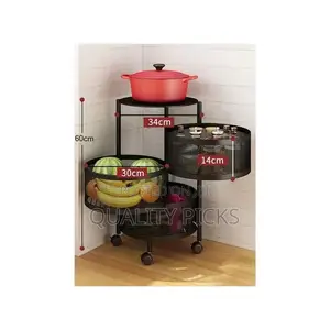 3 Tier Round Kitchen, Bedroom, Bathroom Storage Rack Basket