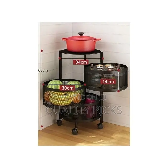 3 Tier Round Kitchen, Bedroom, Bathroom Storage Rack Basket