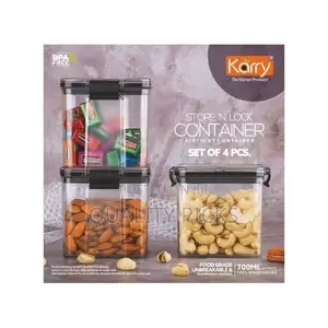 700ml 4-Piece Plastic Transparent Plain Storage Box Tins