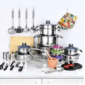 50pcs Stainless Steel Cookware Sets Cooking Frying Pans Pots