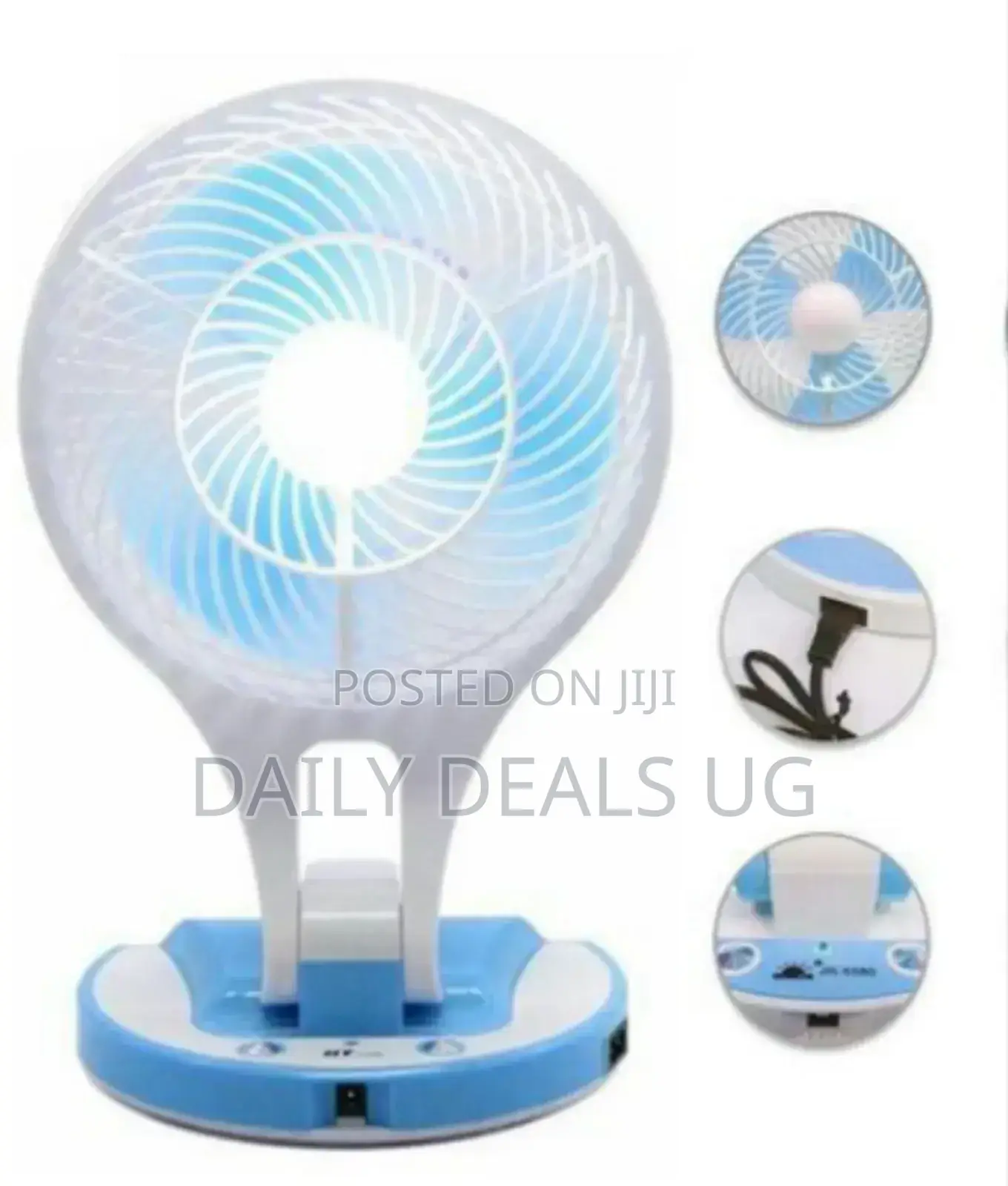 White and Blue Adjustable Portable Fan