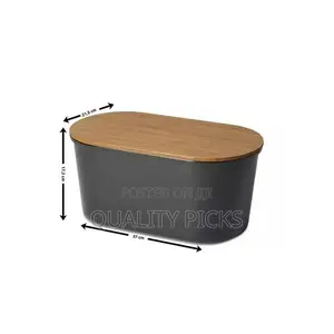 Bamboo Storage Bread Bin and Cutting Board Lid,Grey.