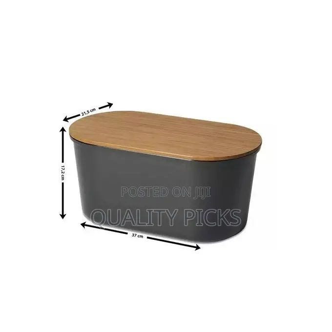 Bamboo Storage Bread Bin and Cutting Board Lid,Grey.