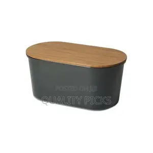 Bamboo Storage Bread Bin and Cutting Board Lid,Grey.
