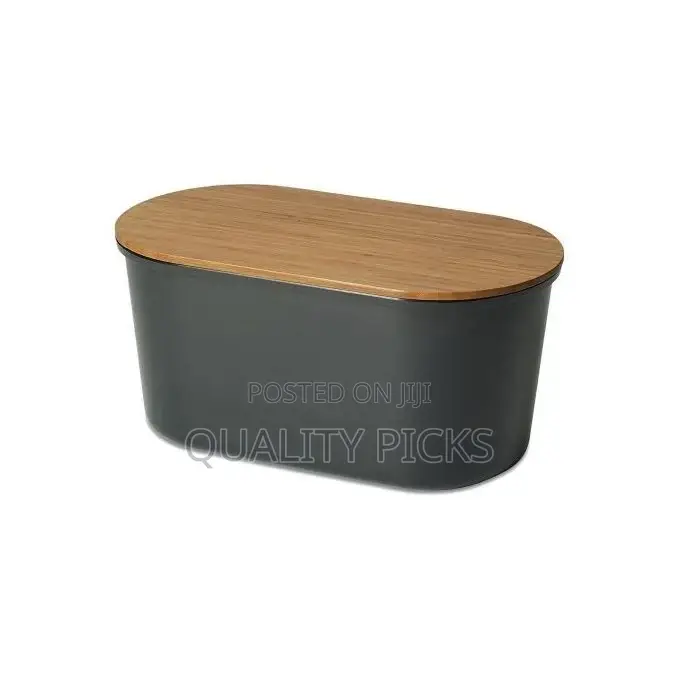 Bamboo Storage Bread Bin and Cutting Board Lid,Grey.