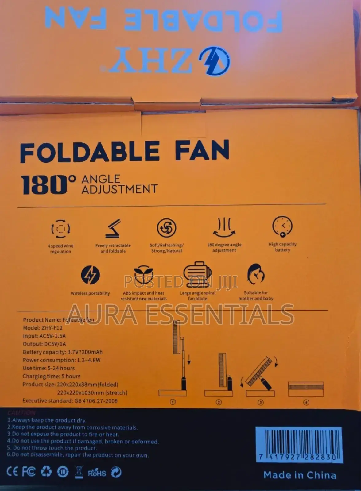 ZHY Foldable Fan 180°