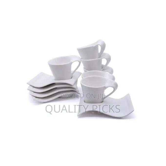 Wavy Lifesmile 6 Piece Tea Coffee Cups and 6 Saucers