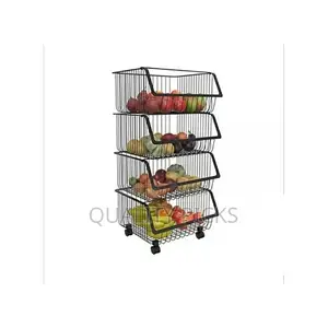 Metallic Pantry Storage Bin Rack Organizer Trolley