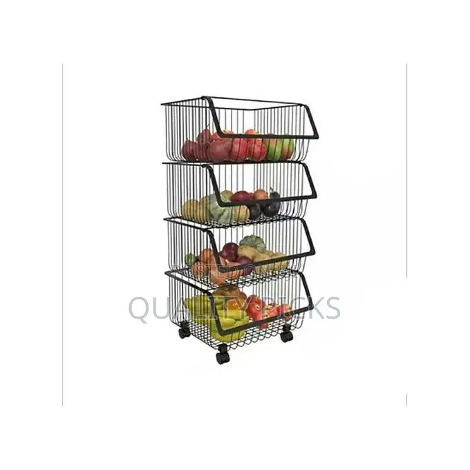 Metallic Pantry Storage Bin Rack Organizer Trolley