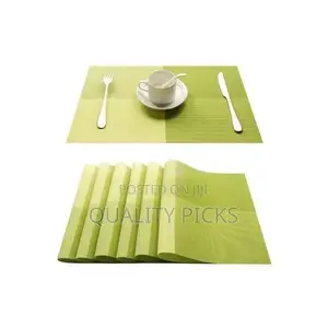 6 PCS of Square Woven Table Mats - Green