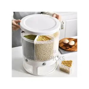 Rotating Food Storage Rice Bucket Cereal Dispenser Container