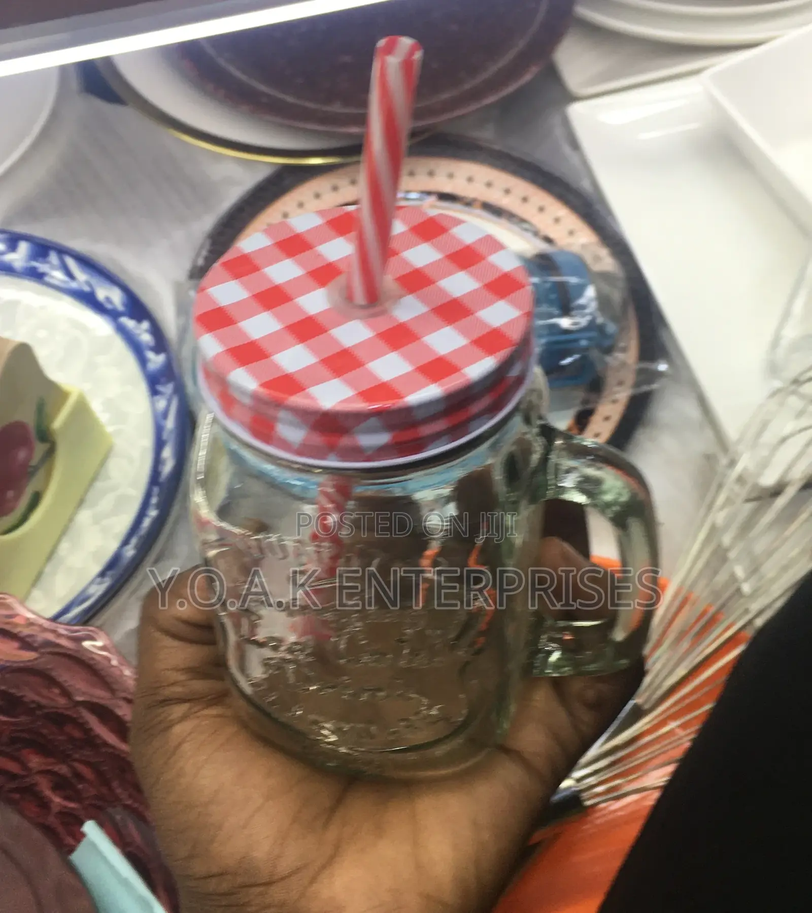 Glass Jug Transparent With Straws