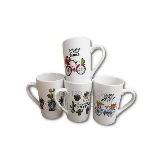 6 Pieces of Mult-Printed Coffee Tea Cups Mugs- White