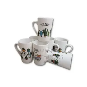 6 Pieces of Mult-Printed Coffee Tea Cups Mugs- White