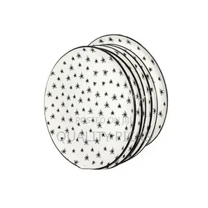 Round Star Design Dinner Plates, 6pcs - White