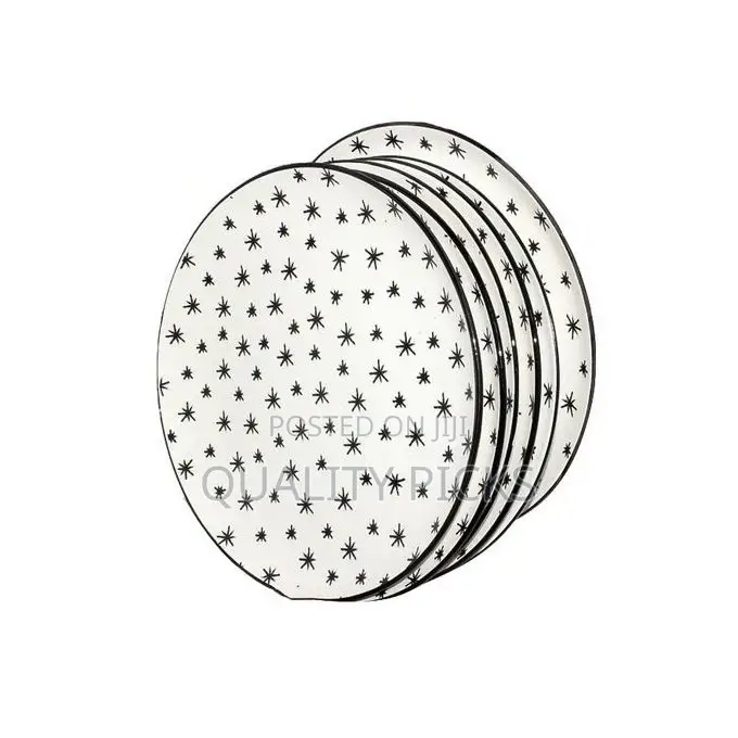 Round Star Design Dinner Plates, 6pcs - White