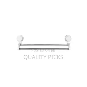 Bathroom Suction Double Towel Rack Rail, White