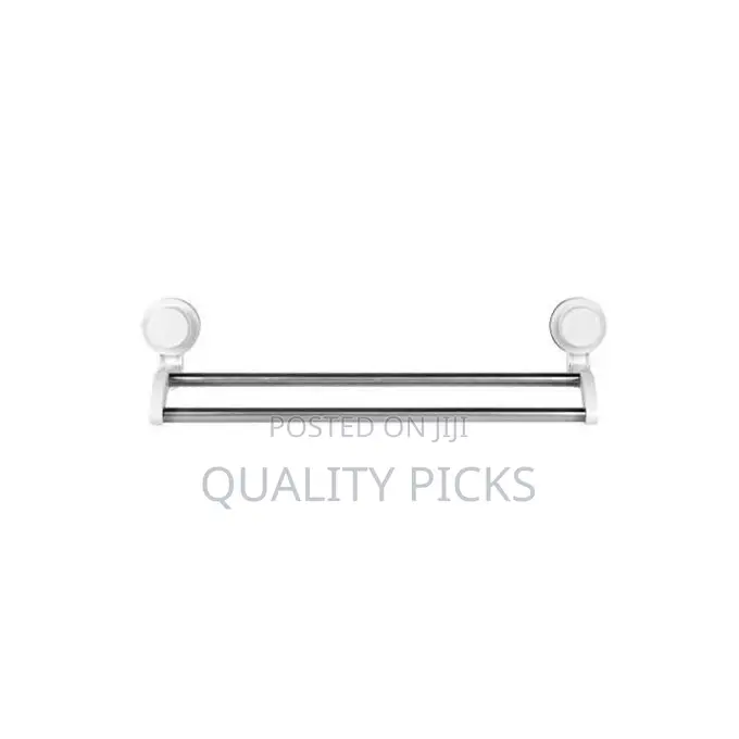 Bathroom Suction Double Towel Rack Rail, White