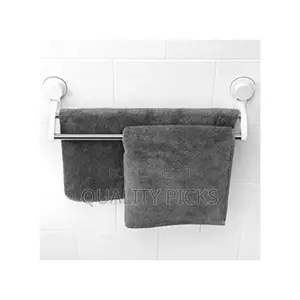 Bathroom Suction Double Towel Rack Rail, White