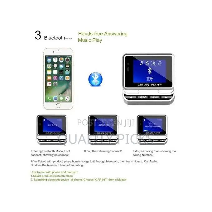 LCD Screen Wireless FM Transmitter Bluetooth Car MP3 Player
