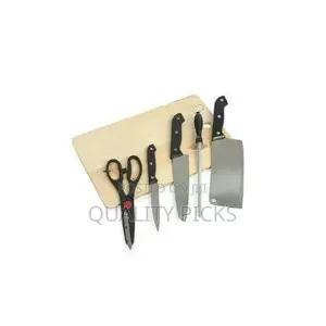 Wooden Chopping Board With Knives - Brown