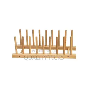 Multi-Purpose Bamboo Plate Holder and Pot Lid Organizer Rack
