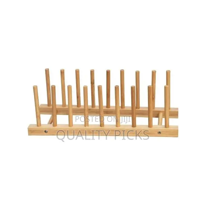 Multi-Purpose Bamboo Plate Holder and Pot Lid Organizer Rack