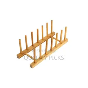 Multi-Purpose Bamboo Plate Holder and Pot Lid Organizer Rack