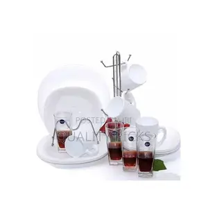 Luminarc 16 Piece Plain Design Plates, Soup Bowls Dinner Set