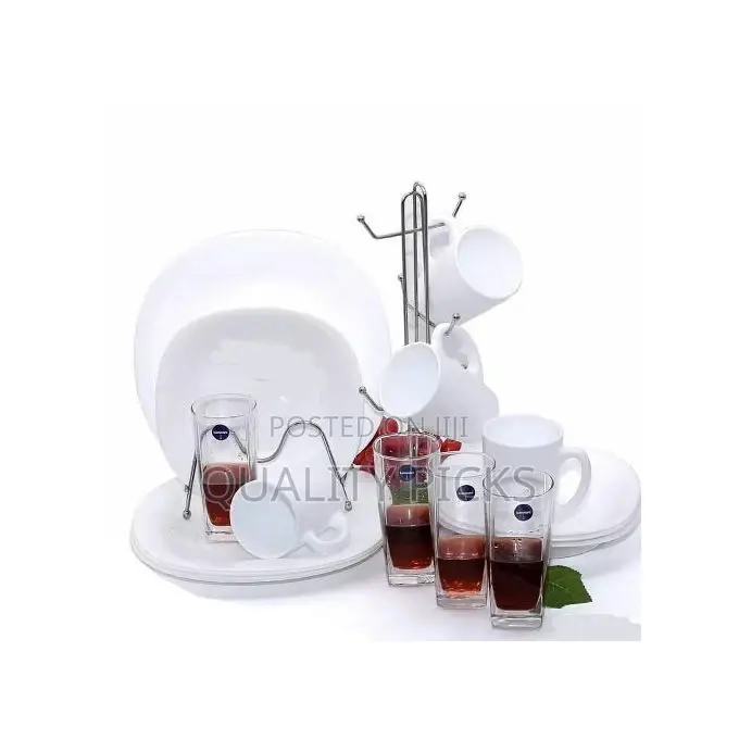 Luminarc 16 Piece Plain Design Plates, Soup Bowls Dinner Set