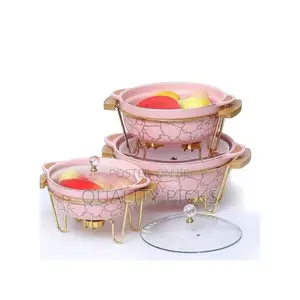 3pcs Ceramic Food Warmer Chafing Dish Casseroles for Food