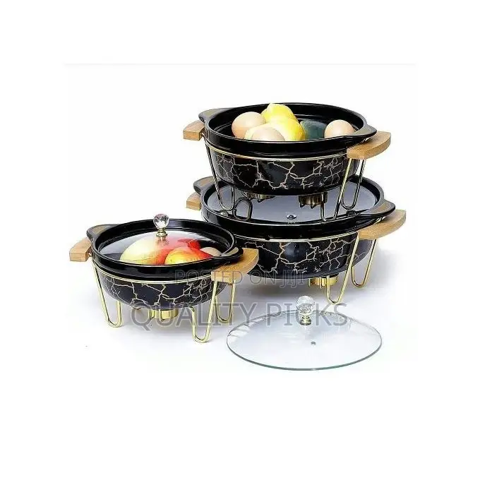 3pcs Ceramic Food Warmer Chafing Dish Casseroles for Food