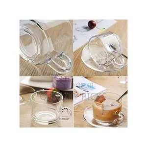 6 Pieces of Cups and 6 Saucers -Colourless.