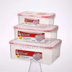 3 Pieces of Plastic Food Storage Container Boxes-Colourless.