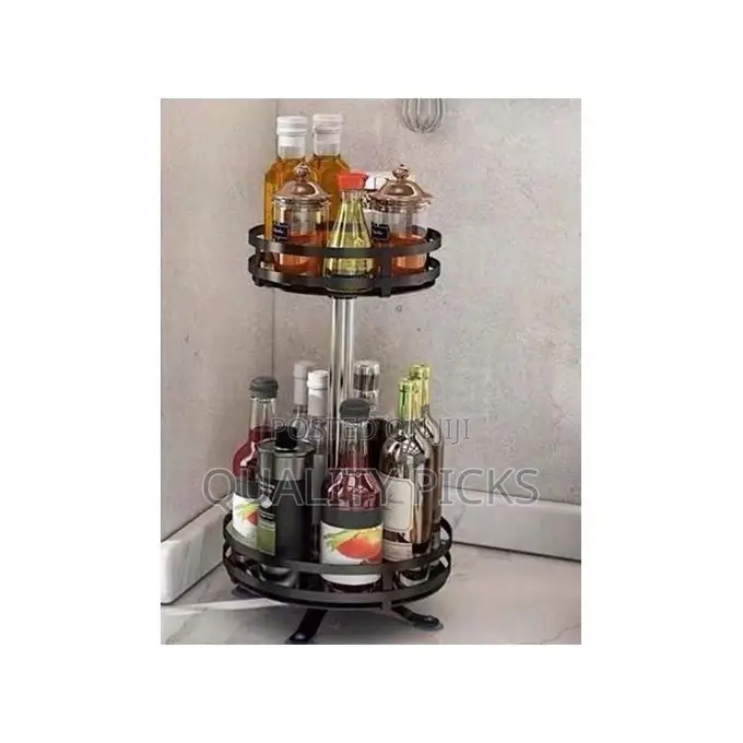 2 Tier 360° Rotatating Kitchen Trolley Shelf Storage Rack