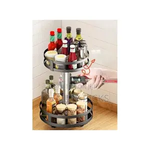2 Tier 360° Rotatating Kitchen Trolley Shelf Storage Rack