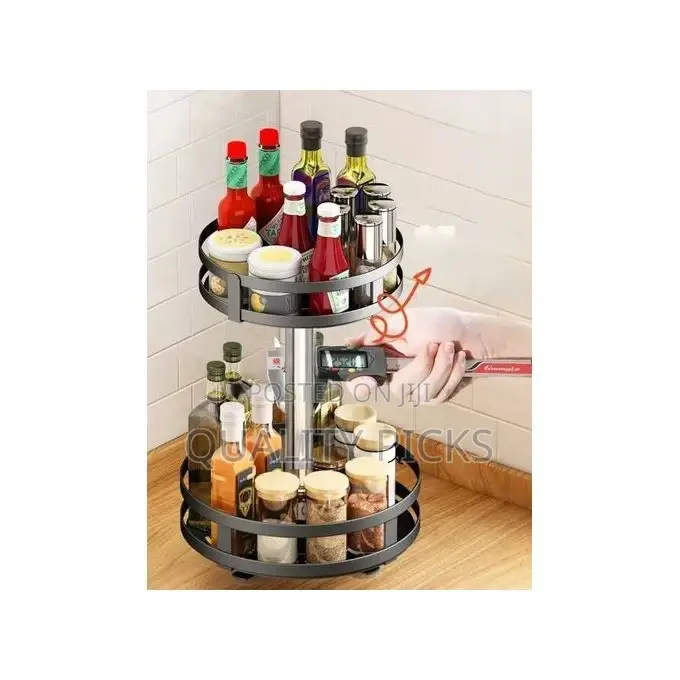 2 Tier 360° Rotatating Kitchen Trolley Shelf Storage Rack