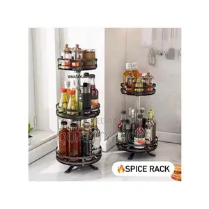 2 Tier 360° Rotatating Kitchen Trolley Shelf Storage Rack