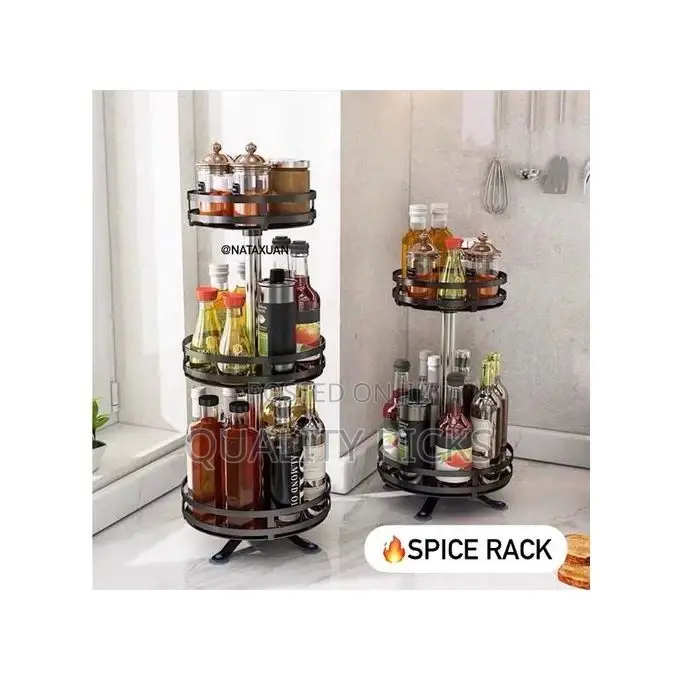 2 Tier 360° Rotatating Kitchen Trolley Shelf Storage Rack