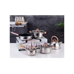 8PC Stainless Steel Cookware Pots With Kettle and Frying Pan