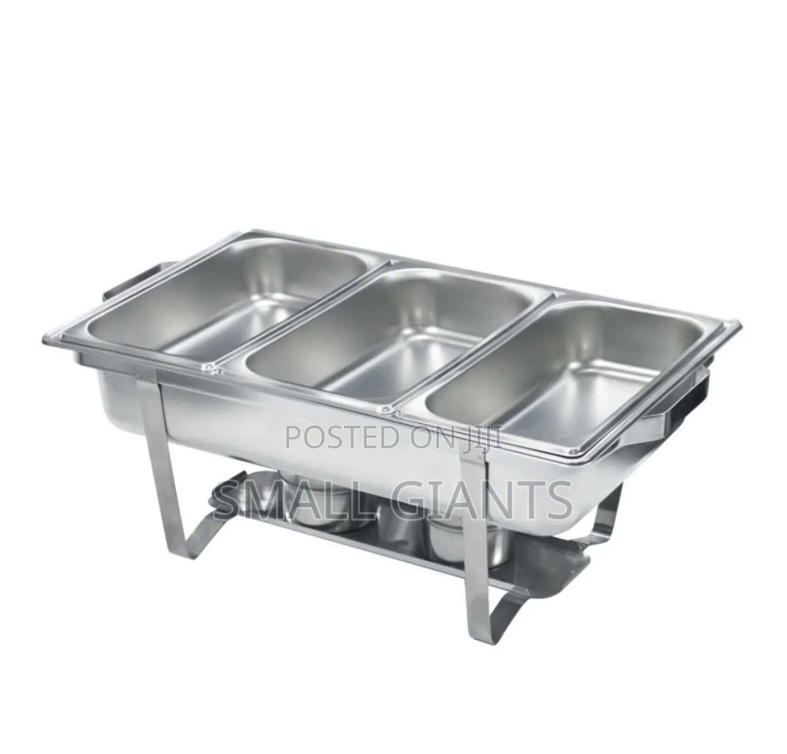 Triple 3 Compartment Chatting Dish Food Warmer- Silver