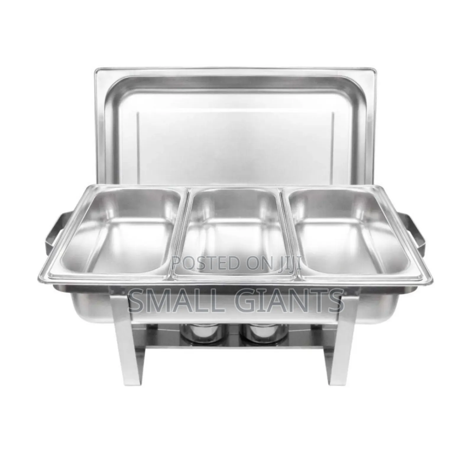 Triple 3 Compartment Chatting Dish Food Warmer- Silver