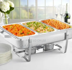 Triple 3 Compartment Chatting Dish Food Warmer- Silver