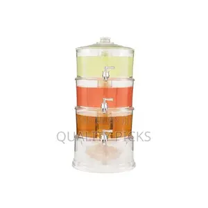 Acrylic 3-Tier Water, Juice Drink Dispenser With Ice Chamber